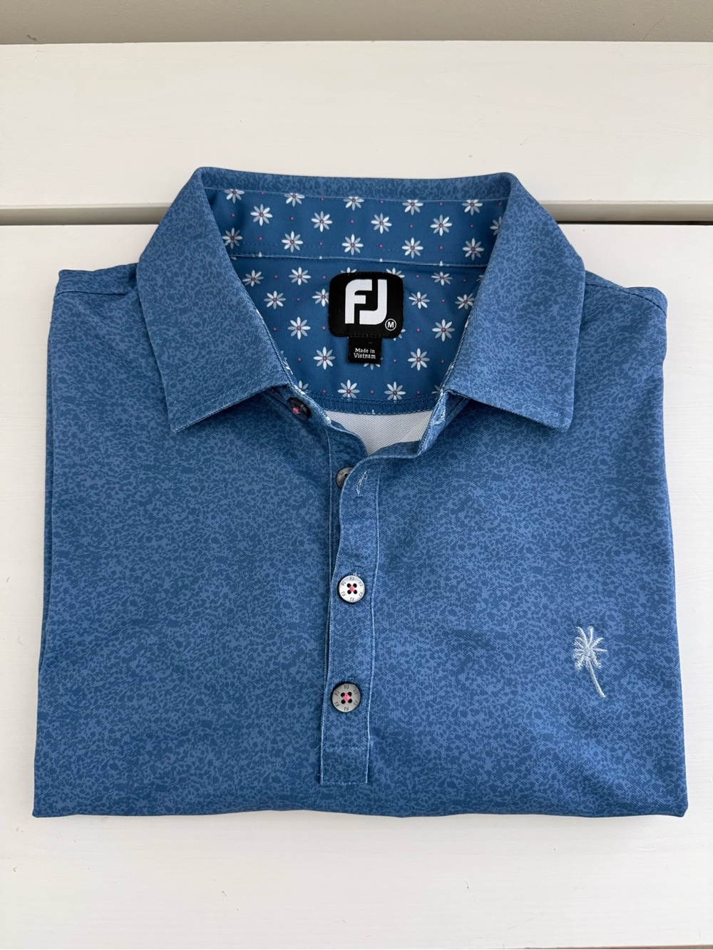 FootJoy Blue Tonal Print Performance Golf Polo Men’s Medium